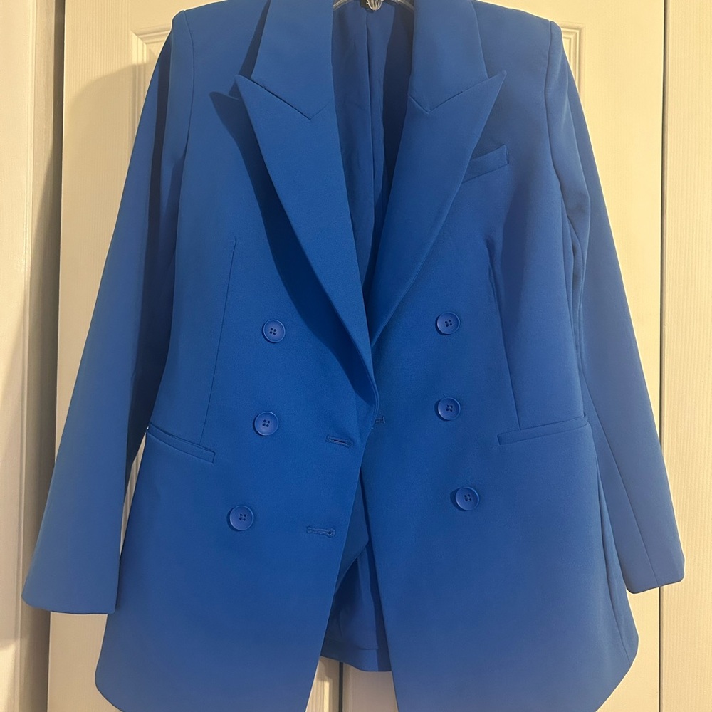 Express Royal Blue Double-Breasted Blazer - Picture 2 of 4